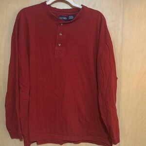 Red Long Sleeve Henley Shirt